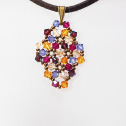Pendant 30cm - Malvina Rhombus S-Chocolate Suedine - Pendant 30cm - Laiton bronze
